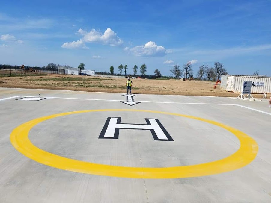Helicopter Pads Markings / ReStriping . Nationwide Contractors Warehouse Markings